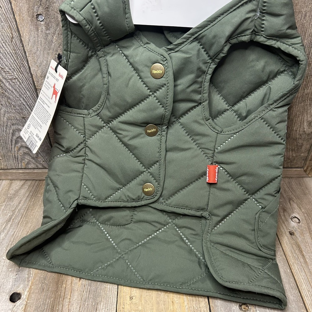 REDDY Olive Green Quilted Dog Vest Medium New